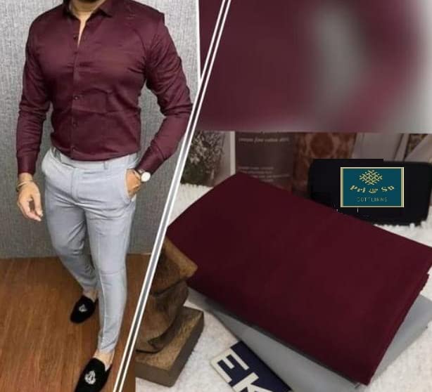 Image of Pri & Su CottLinns Combo of Cotton Shirt and Trouser Fabric Unstitched Desire (Maroon -900060)
