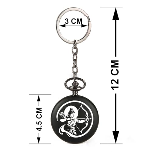 Image of Vintage Gandhi Style Pocket Watch with Engraved Designs & Messages Royal Black Analog for Men Women & Kids Includes Key Ring for car or Bike Keys Ideal Gift