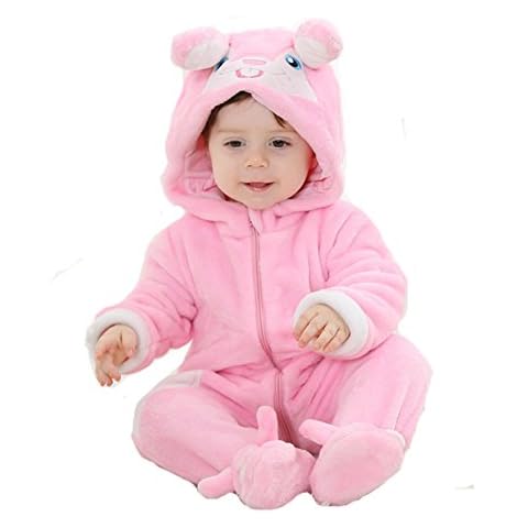Doladola Baby Boys Girls Hooded Rabbit Outfits Jumpsuits (Size 90 Ages 12-18months, Pink) Cover