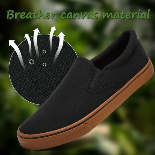 Image of yageyan Mens Slip on Sneakers Loafers Shoes Canvas Black Shoes Canvas Blue Casual Fashion Shoes