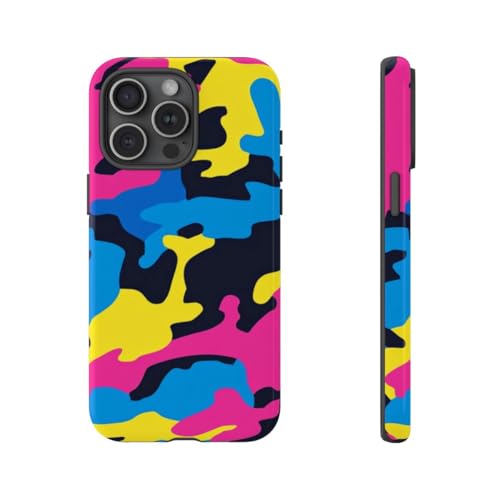 Coque brillante rose camouflage pour iPhone 15 Pro Max rigide