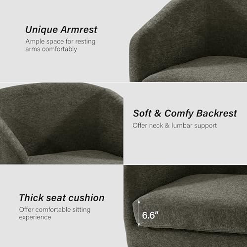 Sillón giratorio redondo chenille tan moderno miniatura 4