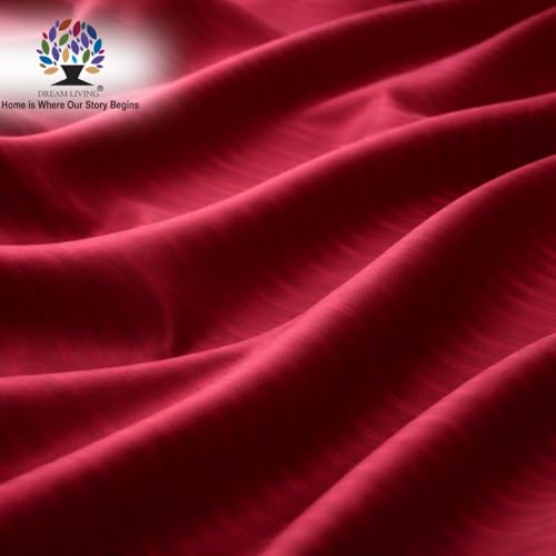 Image of Dream Living Stripe King Bedsheet with 2 Pillow Covers | 120 GSM | 275x275 Cm | Maroon