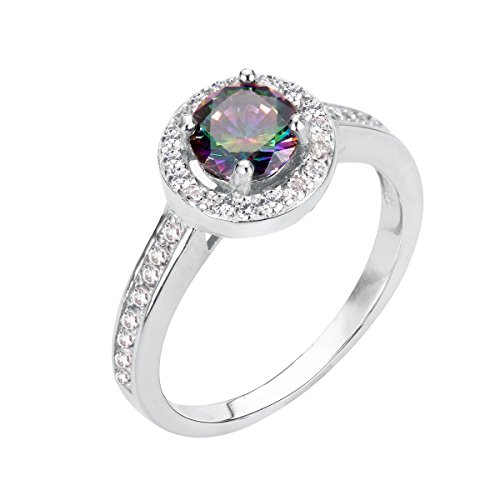 CloseoutWarehouse Cubic Zirconia Embraced Round Promise Ring Sterling Silver (Comes in Colors)