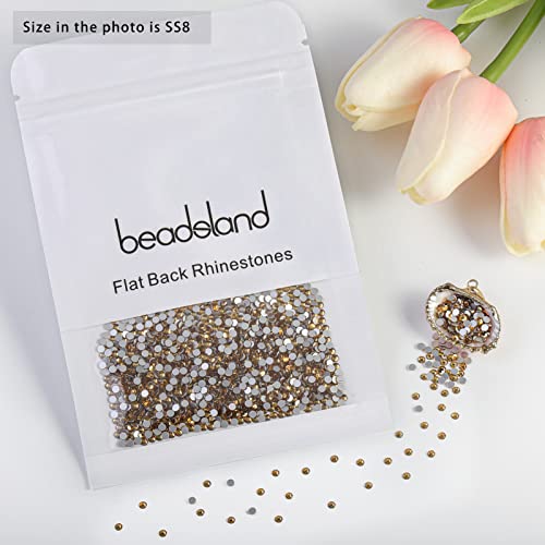Image of Beadsland 2880pcs Flat Back Crystal Rhinestones Round Gems for Nail Art and Craft Glue Fix,Lt Colorado Topaz,SS8,2.3-2.5mm