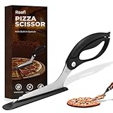 Pizza Scissors with Non Stick Slice Server. Sharp Pizza Cutting Without Topping Mess.Firm Grip, Food Grade Stainless Steel Pizza Cutter. Dishwasher Safe. 4 in 1 Kitchen Tool