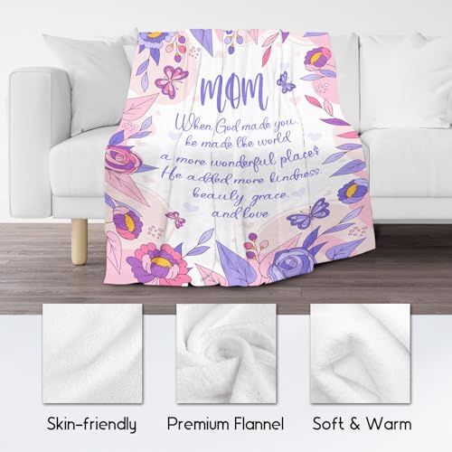 Blanket Gifts for Mom from Daughter Son - Cozy Soft Fleece 30x40 Inch Throw Blankets - Gift Mom a Colorful Blanket for Festivals Holidays