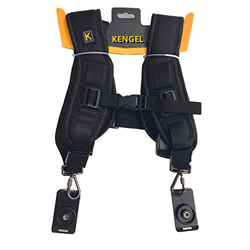 KENGEL Double-Shoulder Double-Camera Strap, While The Two Cameras Have a Tripod Base.