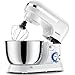Batidora Amasadora Vospeed 1300W, Amasadora de Pan Para Repostería 4.5L, 8 Velocidades con Pulso, Bol de Acero Inoxidable, Varillas Batidoras, Varillas Amasadoras, Aptos Lavavajillas(Blanco)
