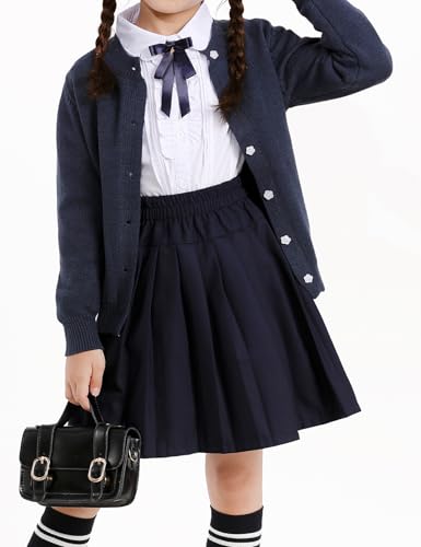 Girls Cardigan Sweater School Uniforms Toddler Long Sleeve Button Knit Solid Sweaters Tops2