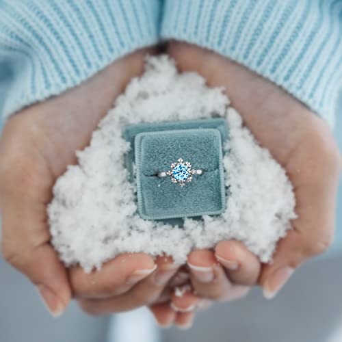 STORYJEWELLERY Snowflake Promise Rings for Women, Silver Cubic Zirconia Dainty Snowflake Statement Rings for Women, Birthday Christmas Valentines Gifts2