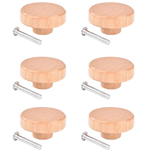 Pomos De Madera Para Gabinete, Pomos Redondos De 38 Mm, Tiradores De CajóN Estilo Vintage, Tiradores De Puerta Con Tornillos Para Armarios Y Muebles (6 Unidades) Cover