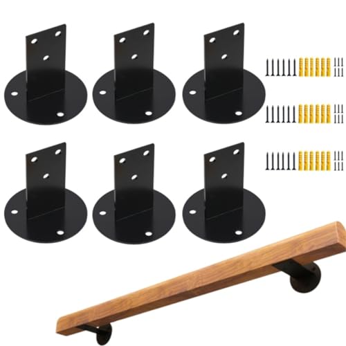 Support De Main Courante En Acier Inoxydable, 6PCS Support De Main Courante Réglable Mural Robuste Matériel De Support De Garde-Corps Noir Pour Garde-Corps...