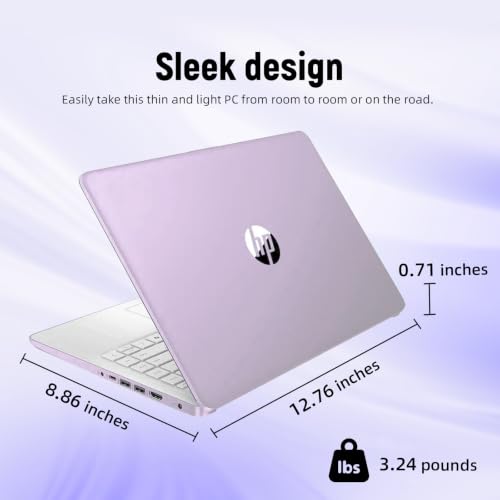 Image of HP 14 inch HD Student Business Laptop, Intel N150, 4GB RAM, 192GB Storage | (128GB UFS + 64GB SD Card), 1 Year Office 365, 720p Webcam, Slim Design, Copilot AI, WiFi 6, Win 11, Honey Lavender