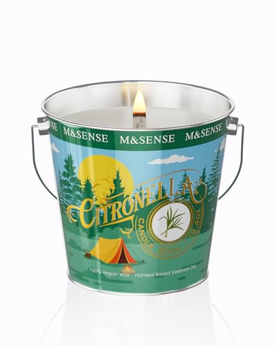 M&SENSE Citronella Kerze Outdoor, ,550g Groß 110 Std, Kerze Outdoor im Glas, Natürliche Sojawachs...