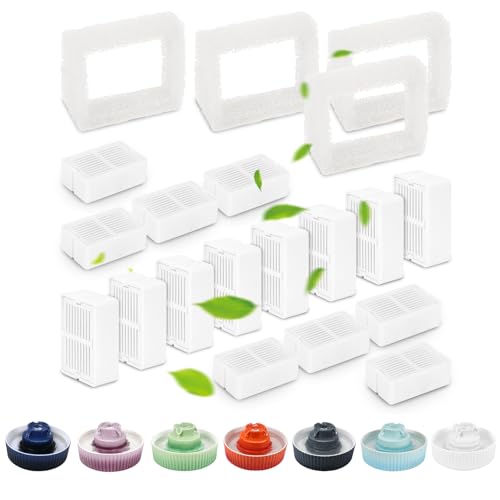 Image of Lawfery 16 Pack Ceramic Cat Water Fountain Filters Replacement, 16 Cat Fountain Filters and 4 Pre-Filter Sponges for Ceramic Pet Water Fountains (16+4)