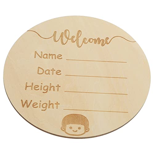 BESPORTBLE Round Newborn Birth Announcement Sign Meaningful Wooden Name Plaque for Nursery Decor for Welcoming Sign for Photo Prop and Celebrations