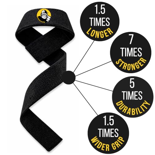 Image of Muscleape Weight Lifting Straps with Padded Wrist Support for Men & Women, Deadlift Straps for Gym, Grip Support Straps for Weightlifting, Pull Ups,Rows & Strength Training. (Black)