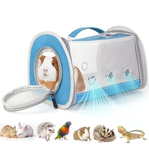 Hamster Carrier, Guinea Pig Carrier Bag, Portable Travel Small Animal Carrier Bag, Bearded Dragon Rabbit Turtle Hamster Carrier Cage, Small Pet Bag Carrier, Squirrel Breathable Hangbag (Blue)