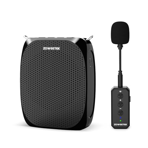 ZOWEETEK Voice Amplifier with Wireless Lavalier Microphone for Teachers, Teacher Mic with Speakers, Wireless Clip On Microphone System for Speech, Meeting, Classroom, Yoga, Mini Megaphone, 2025 New