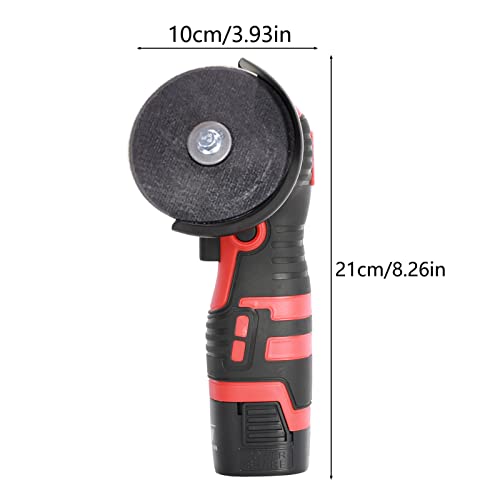 Foto von Schnurloser Winkelschleifer, tragbare elektrische Handschleifmaschine mit 2PCS 1500mAh Akku, rutschfestem Griff und Kohlebürste für Metall, Holz