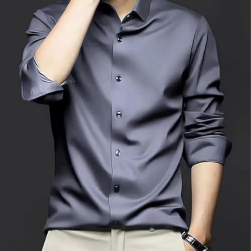 Image of IndoPrimo Men's Stylish Solid Satin Casual Shirt for Men Full Sleeve