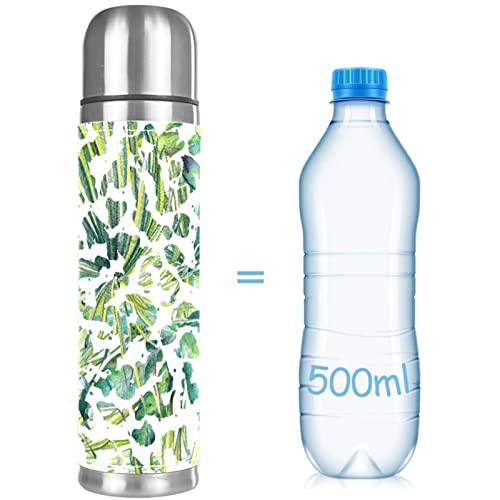 Stainless Steel Leather Vacuum Insulated Mug Abstract Plants Thermos Water Bottle For Hot And Cold Drinks Kids Adults 16 Oz #TOP3