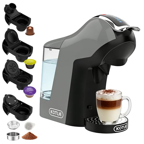 Machine à café à capsules, 19 bars, multi-capsules pour Nespresso Original/Dolce Gusto/dosettes ESE (44 mm), réservoir d'eau de 1 l, 3 températures/7...