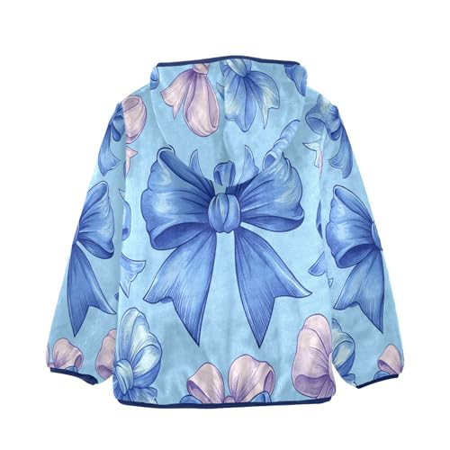 Blue and Pink Bows Toddler Fleece Jacket Girl Boys Hooded Fleece Jacket Coat Warm Outwear Zip-up 3-10T2