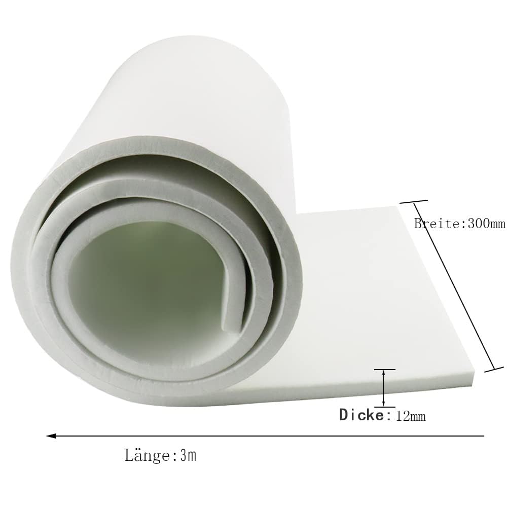 Storystore Rollo de espuma autoadhesiva de caucho celular, autoadhesivo, 300 mm (ancho) x12 mm (diámetro) x3 m (largo), fácil de cortar, placa de goma celular DIY (blanco)