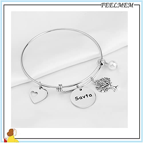 FEELMEM SAVTA Gifts Grandma Gift Best SAVTA Ever Bangle Bracelet Grandmother Birthday Gift for SAVTA Grandma2