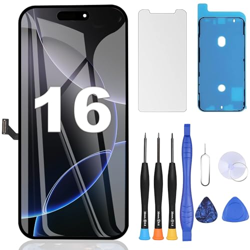 ZOETEC Screen Replacement for iPhone 16 [Support Face ID] 6.1 inches Retina Display 3D Touch Screen Digitizer Frame Assembly with Repair Tools Kit
