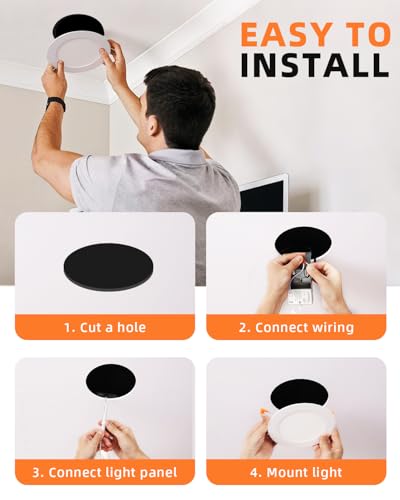 Image of ZYC recessed Lighting 4 inch - 6Pack 9W 800LM High Brightness,5CCT 2700K /3000K /3500K /4000K /5000K Selectable,Ultra-Thin LED Recessed Ceiling Light,Dimmable Canless Wafer Downlight,Pack of 6 Bronze.