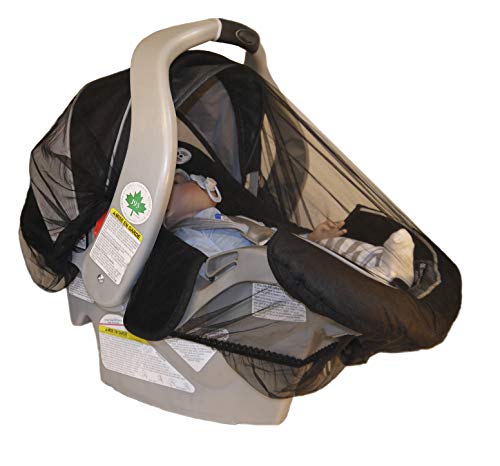 Image of Mosquito, Insect, Wasp and Bug Netting for Car Seats, Strollers and Playards -, Soft Net with Elastic Band - 4 Colors for Boys and Girls - Protection from Prying Eyes (Black)