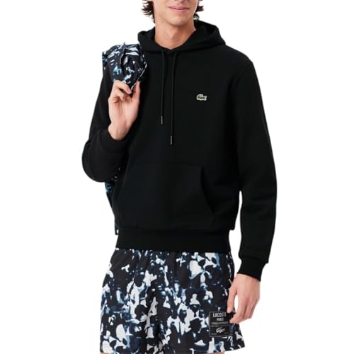Sweat à capuche Lacoste homme noir XL vêtement sport en polaire
