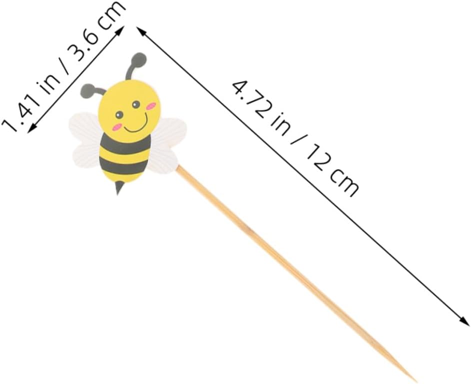 Luxshiny Bee Cupcake Toppers and Decorative Cake Picks 100pcs Honey Bee Theme Non-edible Party Cake Decorations for Shower Birthday Gender Reveal