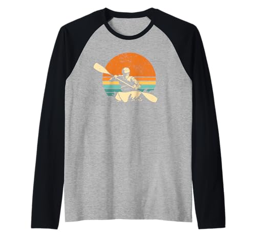 KAYAK SUNSET Kayaker barco de remo Fun Meme Camiseta Manga Raglan