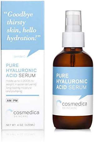 Cosmedica Hyaluronic Acid Serum for Skin – 4 Fl. Oz Hydrating Facial Moisturizer with Anti-Aging Skin Care Properties. Beauty and Skin Care