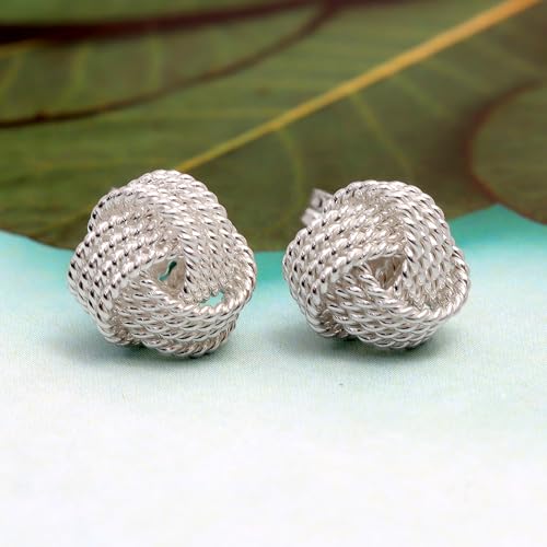 LeCalla 925 Sterling Silver Love-Knot Earring Stud Jewelry Italian Design Lightweight Twisted Love Knot Stud Earrings for Women4