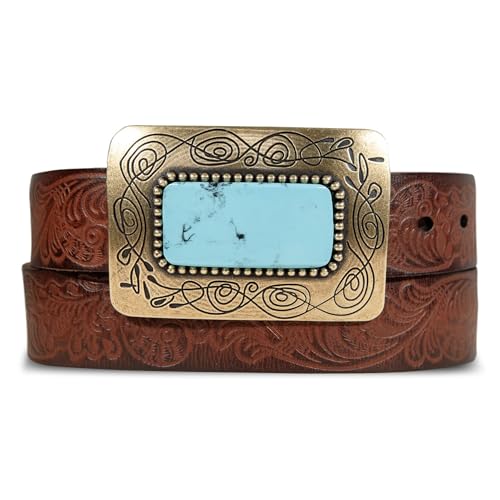 Image of Lucky Brand Women's Western Leather Belt | Classic | Fashion | Vintage | Buffalo Leather | Western-Inspired