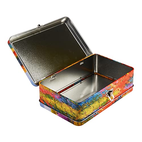 Image of DAHO Metal Storage Box with Hinge for Office, School, Home, Makeup, Arts & Crafts and Accessories (French Country Landscape)