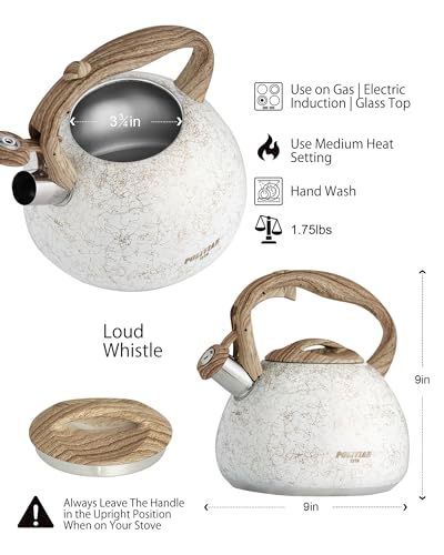 image for POLIVIAR 7379 POLIVIAR Tea Kettle, Iron Grey Tea Pot Stovetop, 2.7 Qua