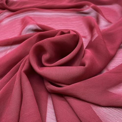 Tissu crépon en polyester rouge infroissable 5 mètres pour éliminer le repassage