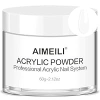 AIMEILI Acrylpulver für Nägel Weiß - 60g Acryl Pulver Weiß 4 in 1 Acrylic Powder für Verlängerung von Acryl Nägel, 3D Nagelkunst, French Nails, Nageldekoration, White