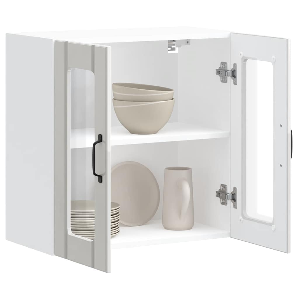 Pensile da Cucina Lucca Bianco Lucido con Porta in Vetro 60x31x60 cm