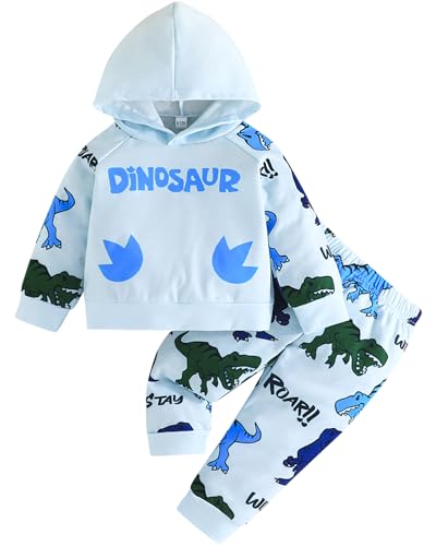 Jecson Toddler Boy Clothes Sets: Soft Baby Outfits Colorful Dinosaur Hoodie & Jogger Pants 2Pcs Cute Fall Daywear 18M-8 Years