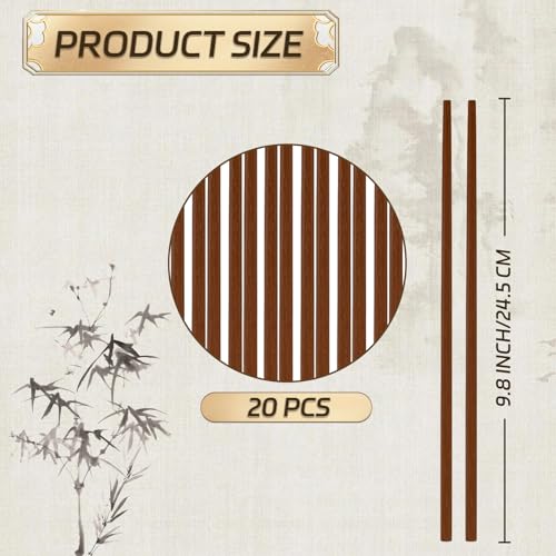 IJRPLM 20 Pairs Wooden Chopsticks,Natural Health Wood Chopsticks,Chinese Classic Style,Dishwasher Safe,Hardwood Chopsticks for Cooking Restaurants Noodles(9.8 inch Long)