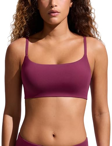 Image of CRZ YOGA D-DD Scoop Neck Bikini Tops | Removable Pads, Adjustable Spaghetti Straps, Swim, Bathing Suit Bra for Women