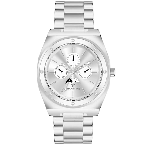 Franktime Analog Day & Date Functioning Chain Watch for Mens and Boys | Silver Dial Watch for Mens | Luxury and Premuim Watch for Mens | Chain Adjustable Strap Wrist Watch for Mens (B0CM5BYSY6) Amazon Price History, Amazon Price Tracker