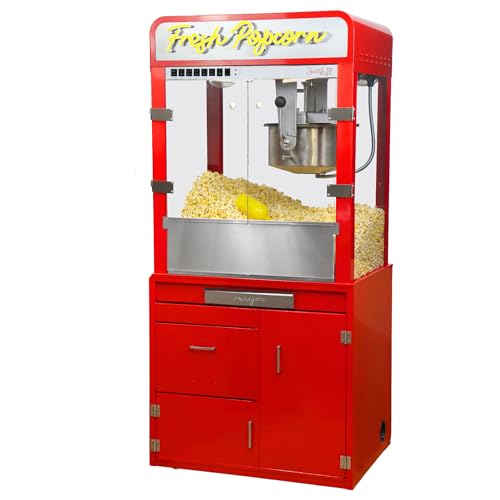 Image of Paragon Zenith 32 oz Popcorn Machine with Stand - Large Commercial Popcorn Machine, 32 Oz Capacity, Red